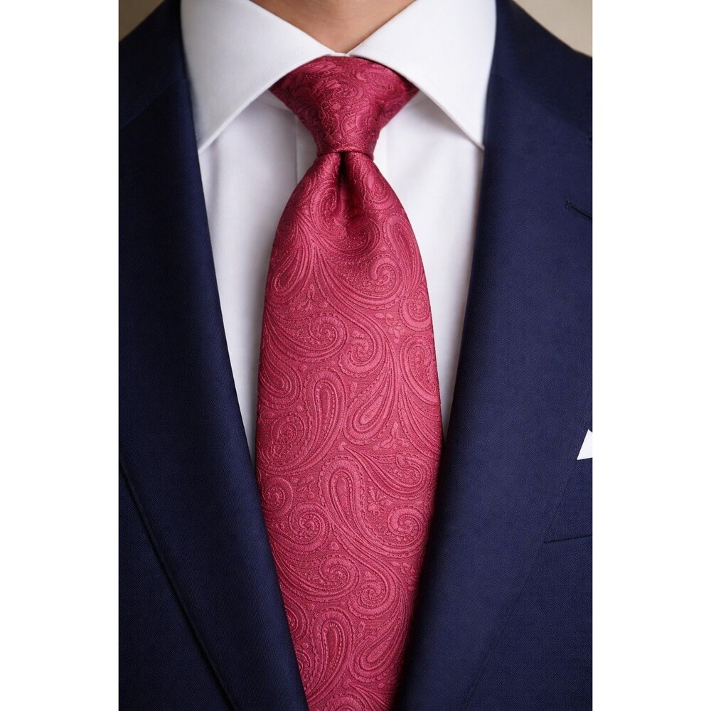 Dress Tie 70s 80s 90s Y2K Mens Covona Red Paisley 4 Wide 59 Long